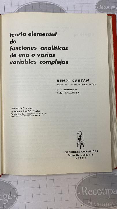 Teoría elemental de las funciones analíticas 